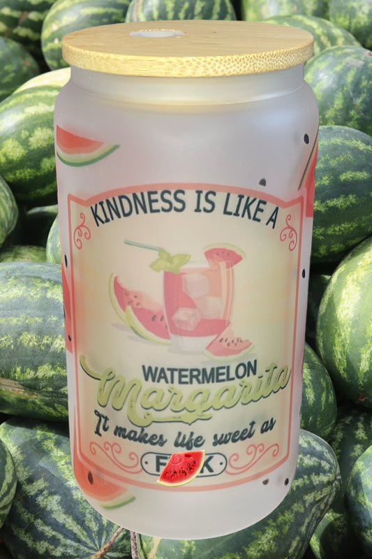 Watermelon Kindness Libby Style Glass w/Lid